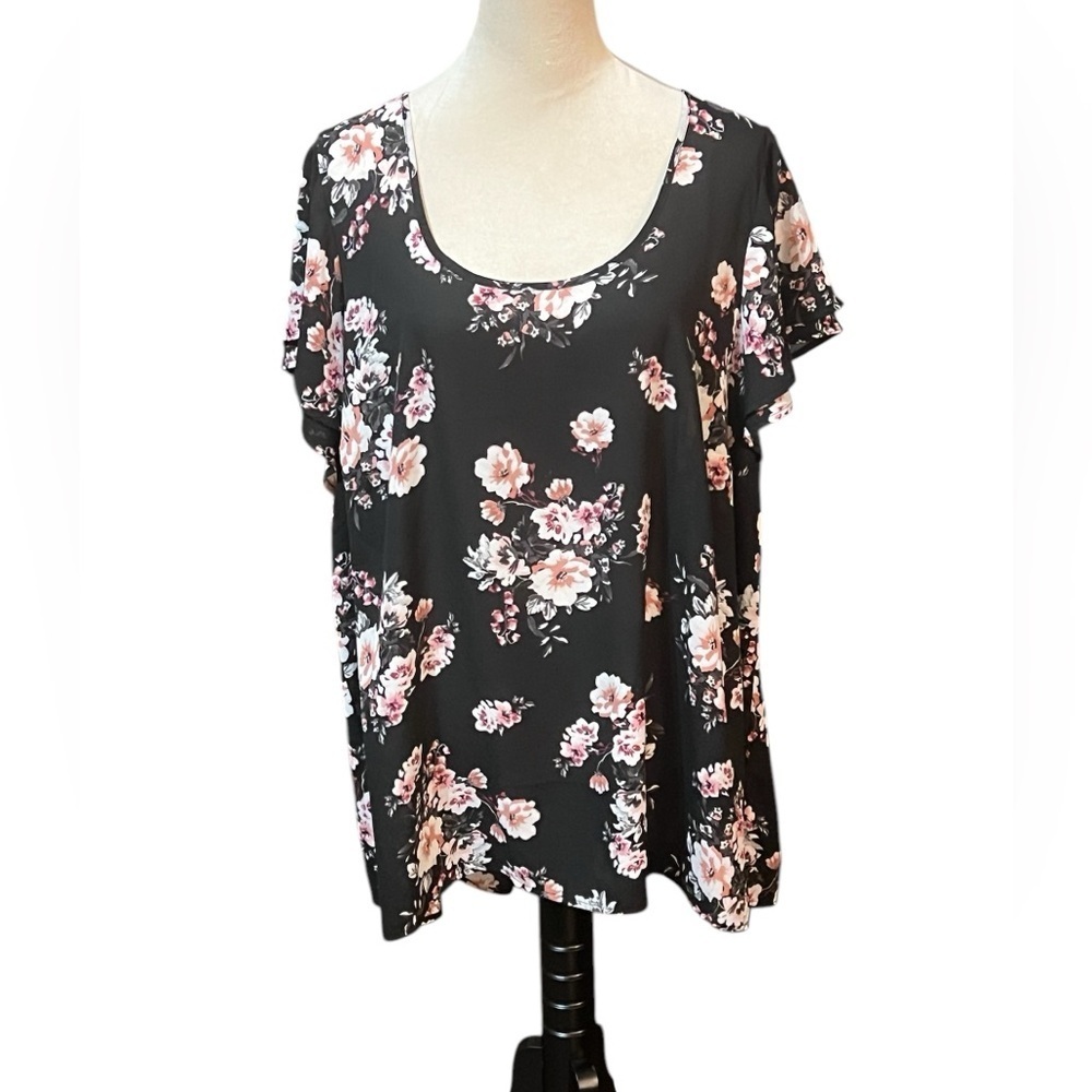 Torrid Floral Top Blouse Cherry Blossom Lightweight Short Sleeves Boho Size 3